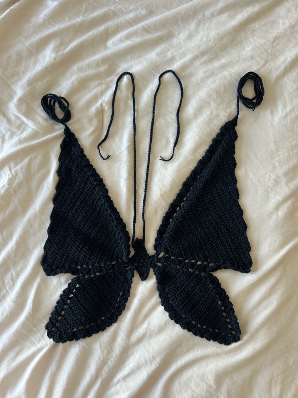 Handmade Black Crochet Butterfly Bralette